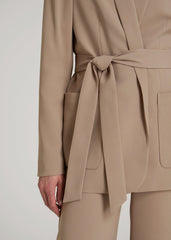 American Tall Outlet | Crepe Wrap Blazer for Tall Women in Dark Sand