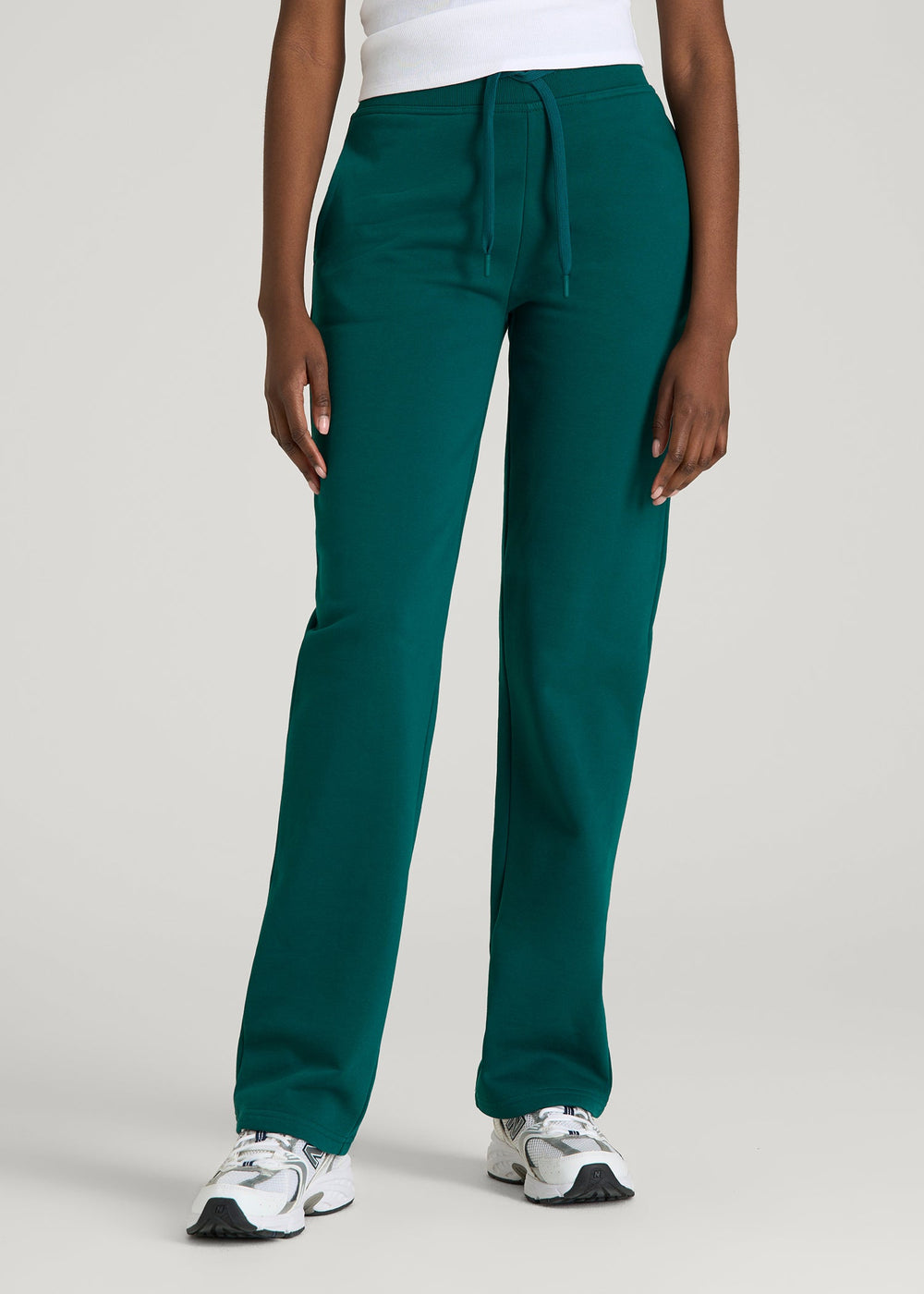 American Tall Sale | Wearever Fleece Open-Bottom Sweatpants for Tall Women in Deep Teal
