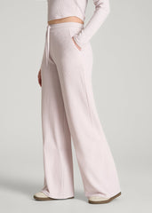 American Tall Online Shop | Mid Rise Waffle Wide Leg Pant for Tall Women in Grey Lilac