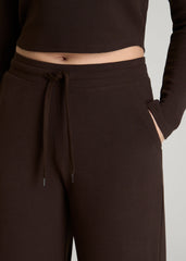 American Tall Discount | Mid Rise Waffle Wide Leg Pant for Tall Women in Espresso