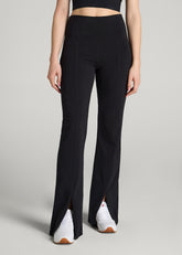 American Tall Discount | High Rise Split Flare Cotton Leggings for Tall Women in Black