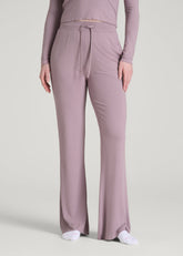 American Tall Sale | Ribbed Flare Pants for Tall Women in Smoked Mauve