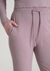 American Tall Sale | Ribbed Flare Pants for Tall Women in Smoked Mauve