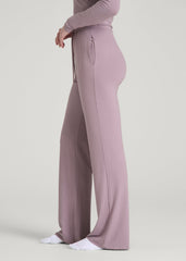 American Tall Sale | Ribbed Flare Pants for Tall Women in Smoked Mauve