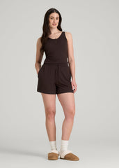 American Tall Outlet | Waffle Sleep Shorts for Tall Women in Espresso