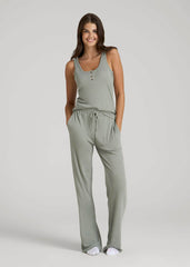 American Tall For Sale | Open-Bottom Waffle Lounge Pants for Tall Women in Seagrass