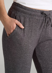 American Tall Discount | Open-Bottom Cozy PJ Lounge Pants for Tall Women in Charcoal Mix
