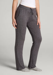 American Tall Discount | Open-Bottom Cozy PJ Lounge Pants for Tall Women in Charcoal Mix