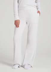 American Tall Online | Ribbed Flare Lounge Pants for Tall Women in Cloud White
