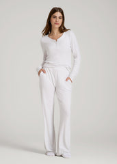 American Tall Online | Ribbed Flare Lounge Pants for Tall Women in Cloud White