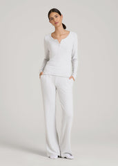 American Tall Sale | Women's Ribbed Flare Lounge Pants for Tall Women in Fog Grey Mix