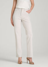 American Tall For Sale | Soft Flex Ponte Straight Leg Pants for Tall Women in White Sand