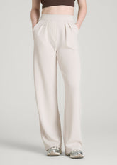 American Tall Outlet | Soft Motion Pleated Wide Leg Pant for Tall Women in White Sand