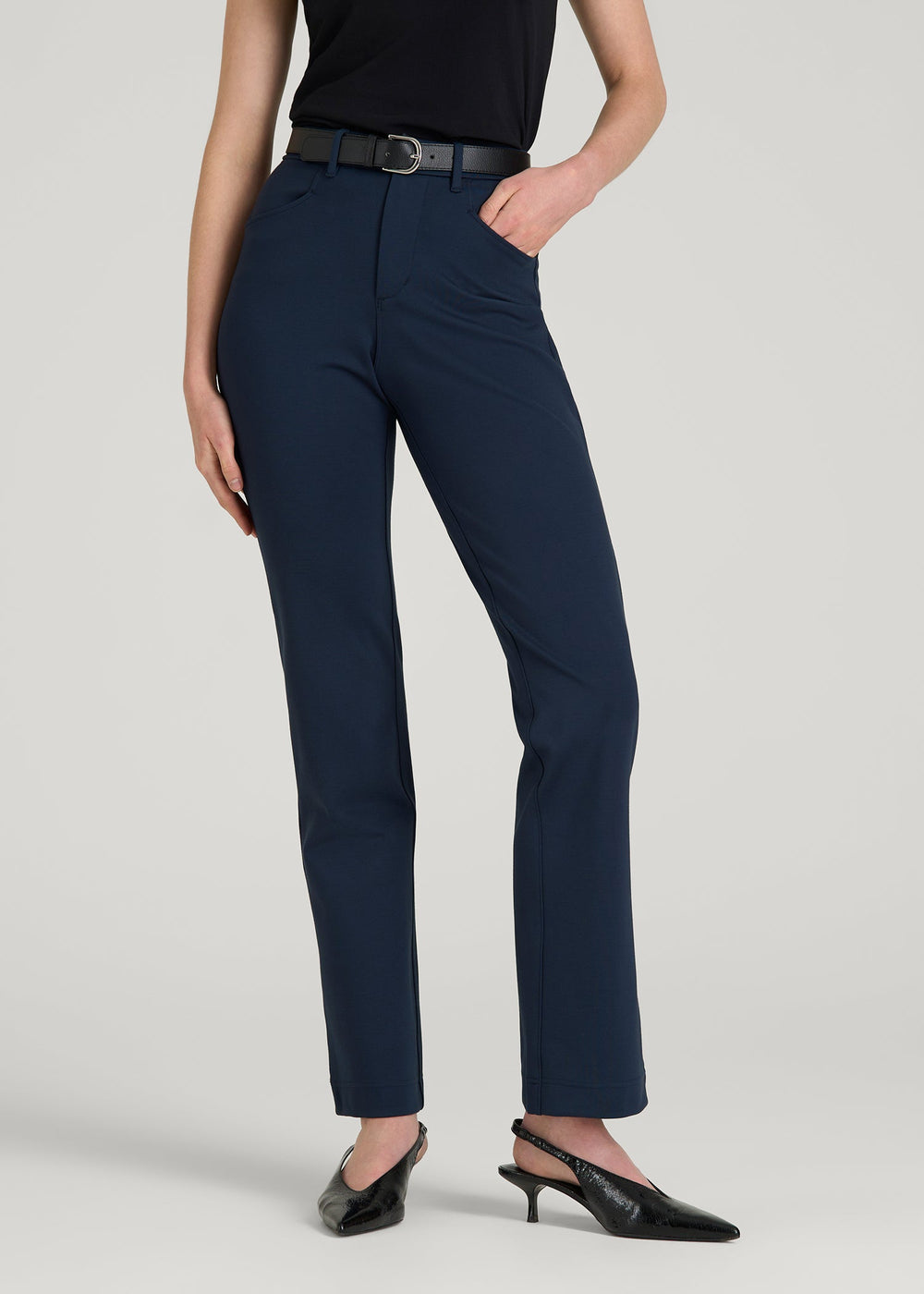 American Tall For Sale | Soft Flex Ponte Straight Leg Pants for Tall Women in Navy