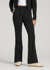 American Tall Online | Soft Flex Ponte Flare Pants with Drawcord for Tall Women in Black