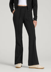 American Tall Online | Soft Flex Ponte Flare Pants with Drawcord for Tall Women in Black