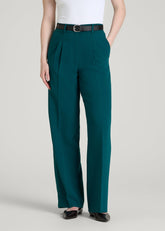 American Tall Sale | Wide Leg Pleated Dress Pants 2.0 for Tall Women in Deep Teal