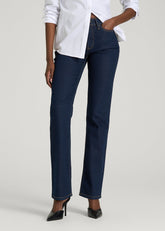 American Tall Online | Mid-Rise Straight Fit Jeans for Tall Women in Deep Indigo Wash