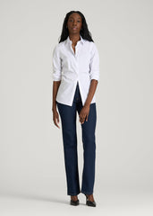 American Tall Online | Mid-Rise Straight Fit Jeans for Tall Women in Deep Indigo Wash