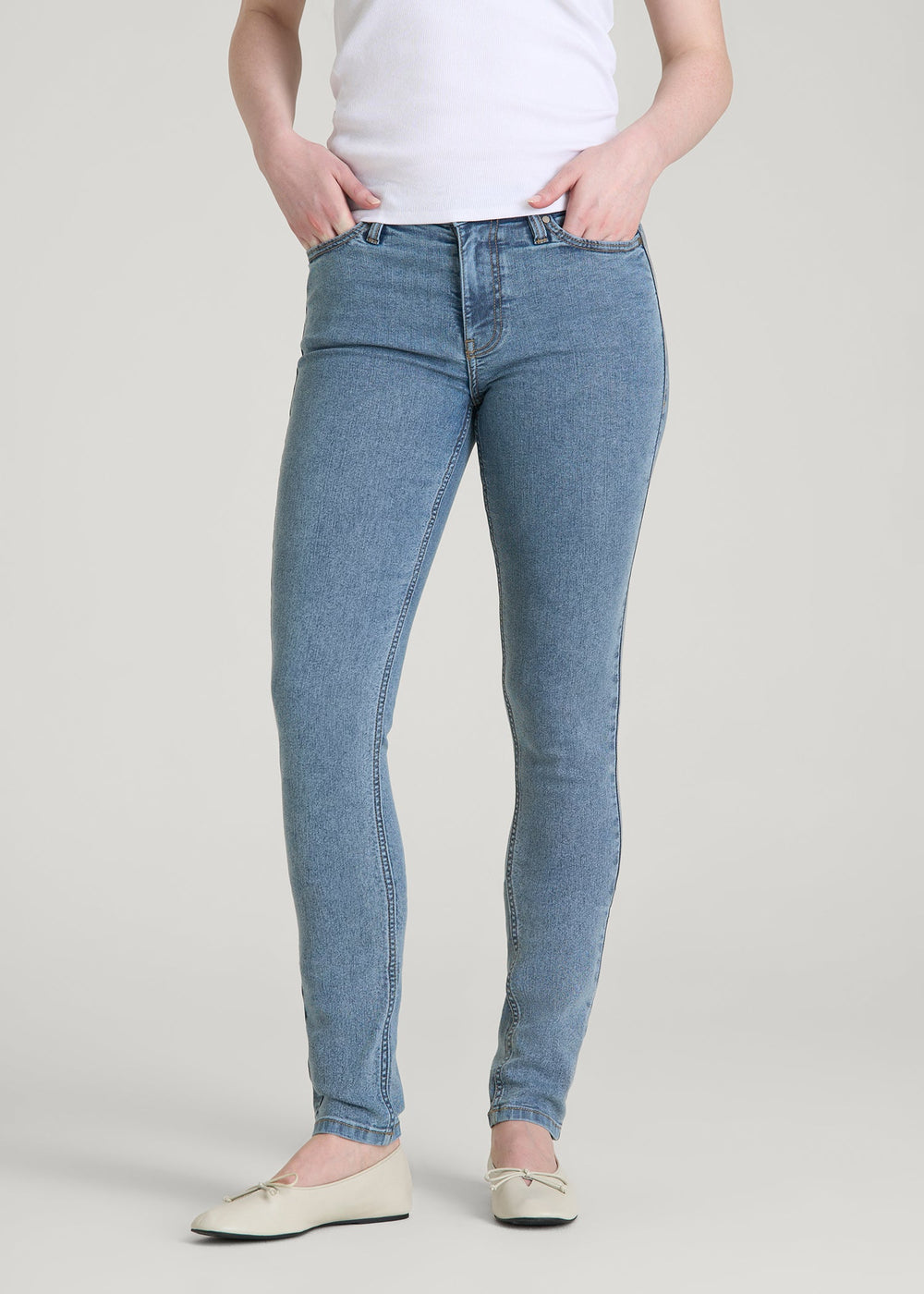 American Tall Sale | Sarah Mid-Rise Skinny Jeans for Tall Women in Perfect Blue
