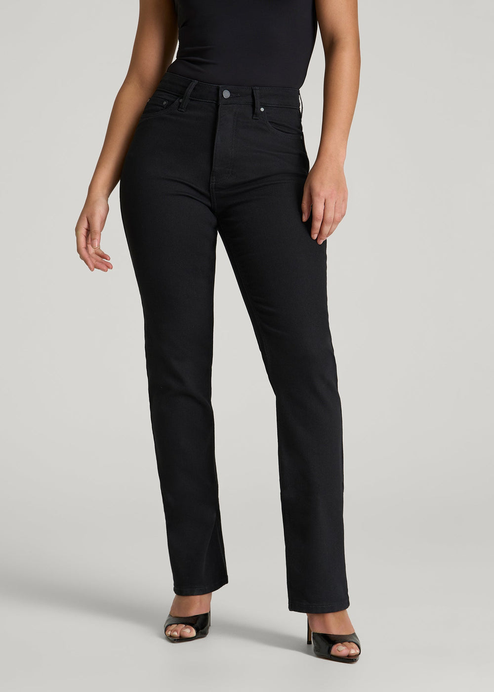 American Tall For Sale | Curve High Rise Straight Leg Jeans for Tall Women in Optimum Black