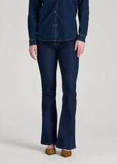 American Tall Outlet | Chloe High Rise Flare Jeans for Tall Women in Deep Indigo Wash