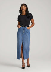 American Tall Sale | Denim Maxi Skirt for Tall Women in Colorado Blue