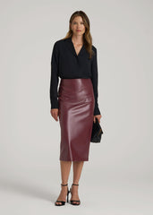 American Tall Discount | True Touch Leather Pencil Skirt for Tall Women in Port Royale