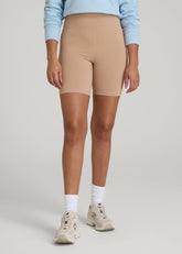 American Tall Outlet | Balance Bike Shorts for Tall Women in Sun Tan