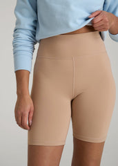 American Tall Outlet | Balance Bike Shorts for Tall Women in Sun Tan