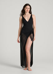 American Tall For Sale | Classic V-Neck One Piece Swimsuit for Tall Women in Deep Black