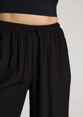 American Tall For Sale | Crinkle Pull-on Wide-leg Pants for Tall Women in Black