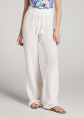 American Tall Discount | Gauze Cover Up Pants for Tall Women in Bright White