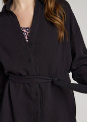 American Tall Sale | Gauze Shirt Dress for Tall Women in Black