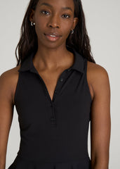 American Tall Discount | Balance Racerback Sleeveless Polo Dress for Tall Women in Black