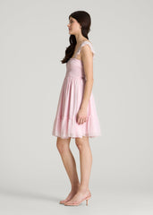 American Tall For Sale | Chiffon Mini Gumdrop Dress for Tall Women in Barely Pink