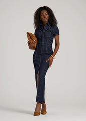 American Tall Sale | Maxi Denim Dress for Tall Women in Rinse Wash