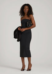 American Tall Outlet | Soft Flex Ponte Fitted Bustier Dress for Tall Women in Black