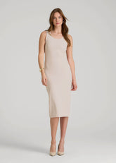 American Tall Online Shop | Midi Cross Back Sleeveless Dress for Tall Women in Shell
