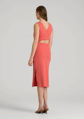 American Tall Discount | Midi Cross Back Sleeveless Dress for Tall Women in Sunset Coral