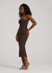 American Tall Sale | Soft Flex Ponte Fitted Bustier Dress for Tall Women in Espresso
