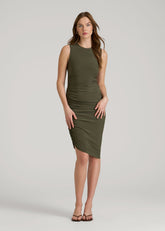 American Tall Outlet | Ruched Jersey Midi Dress for Tall Women in Forest Night