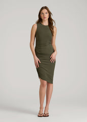 American Tall Outlet | Ruched Jersey Midi Dress for Tall Women in Forest Night