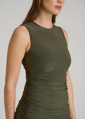 American Tall Outlet | Ruched Jersey Midi Dress for Tall Women in Forest Night