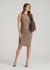 American Tall Online Shop | Ruched Jersey Midi Dress for Tall Women in Dark Sand