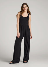 American Tall For Sale | Jersey Tank Wide-Leg Jumpsuit with Pockets for Tall Women in Black