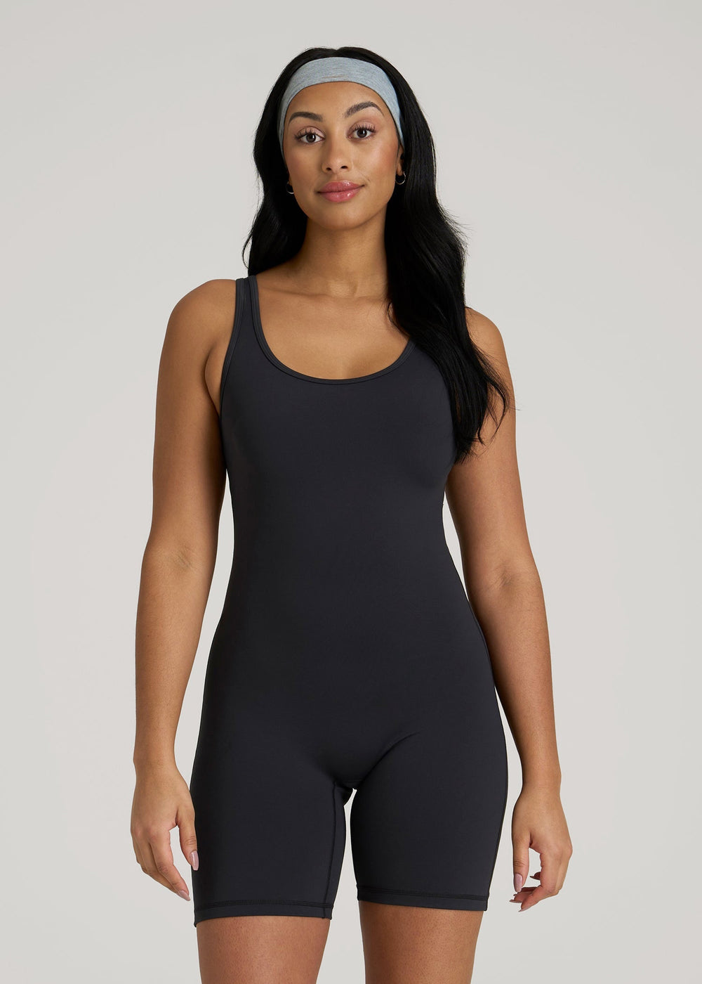 American Tall Discount | Balance Scoopneck Romper for Tall Women in Black