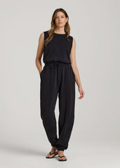 American Tall Online | Soft Motion Sleeveless Sweatpant Jumpsuit for Tall Women in Black