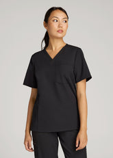 American Tall Outlet | Short Sleeve V-Neck Scrub Top for Tall Women in Black
