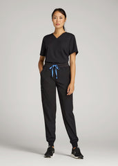 American Tall Outlet | Short Sleeve V-Neck Scrub Top for Tall Women in Black